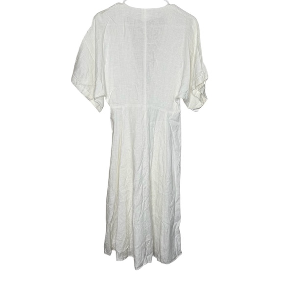 Reformation Geneva Dress in White 100% Linen Women’s Size 6 Deep Neck *NO BELT* - Picture 5 of 15